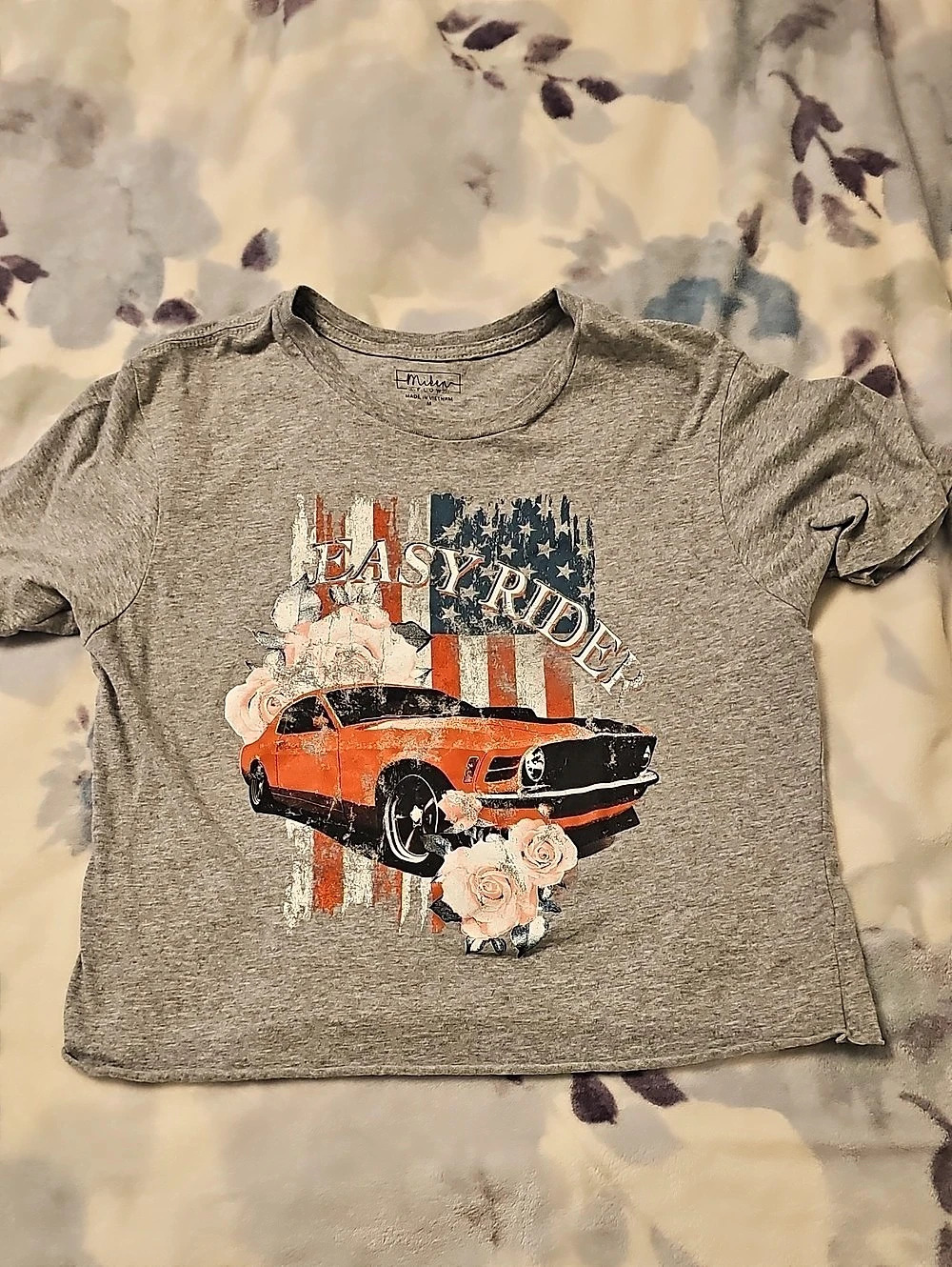 Junior's Crop Short Sleeve Graphic Easy Rider Tee